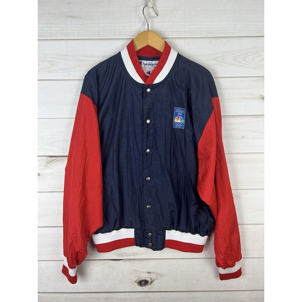 Champion Navy and Red Atlanta 1996 Olympics Bomber Jacket